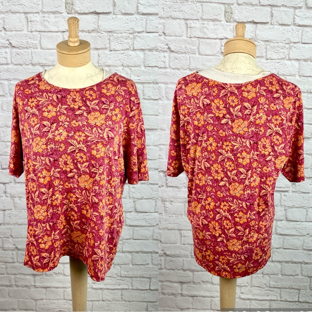 Peruvian Connection Floral Prima Cotton Tee Size XL
